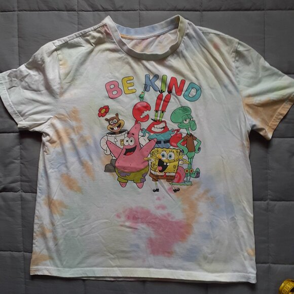 Nickelodeon Spongebob Squarepants Be Kind Pastel Tie Dye T-shirt Womens Large - Picture 1 of 7
